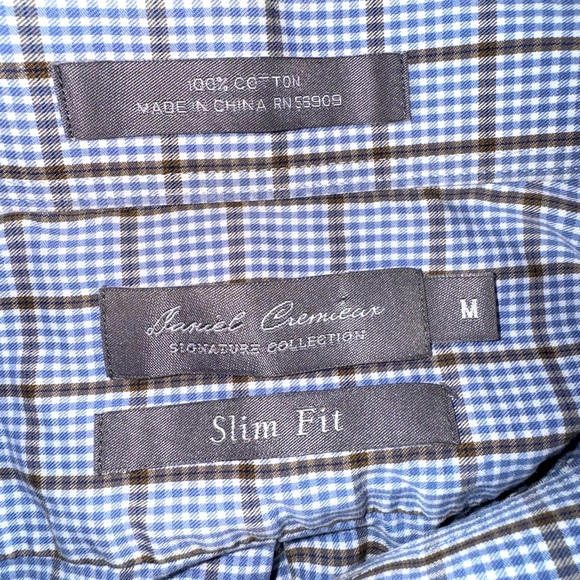 Daniel Cremieux Blue Checkered Slim Fit Men's Shirt. Size M. VGUC - Picture 4 of 4